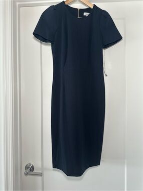 💙 NWT! Navy Blue CALVIN KLEIN Puff Sleeve Dress - Size 4